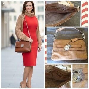 Michael Kors tanish/brown Leather Envelope Shoulder Bag